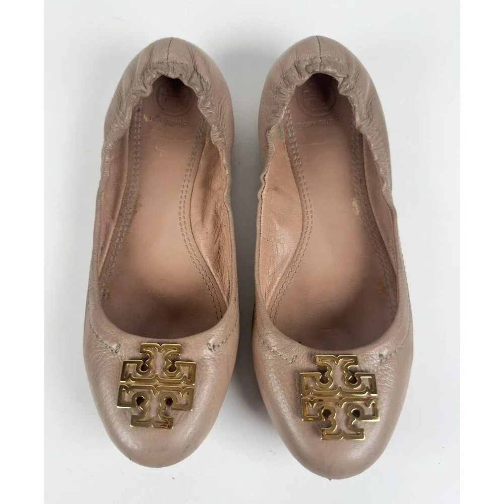 Tory Burch Melinda Tan brown Leather Women's Ballet Flats Size US 6.5